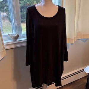 Zenana Outfitters Black Poncho Long Sleeve Top